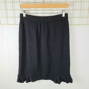 St. John Evening Santana Knit Contrast Ruffle Hem Quiet Luxury Skirt